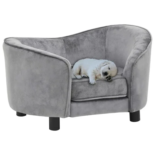 "Dog bench 69 x 49 x 40 cm plush grey image"