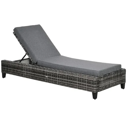 "Polyrattan garden lounger with cushion image"