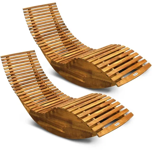 "Ergonomic rocking chair made of acacia wood, FSC certified - 2 pieces image"