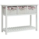 Wall table with 3 white wooden baskets