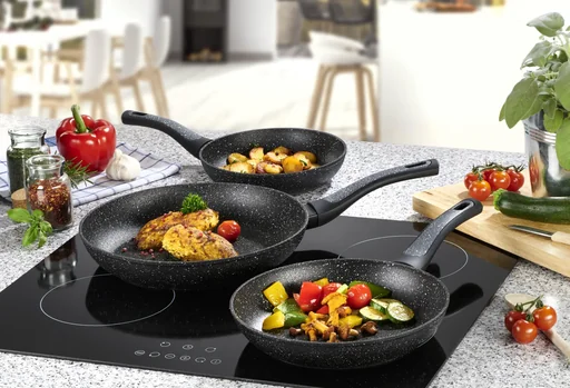 "Pan set, grey-black, 3-piece image"