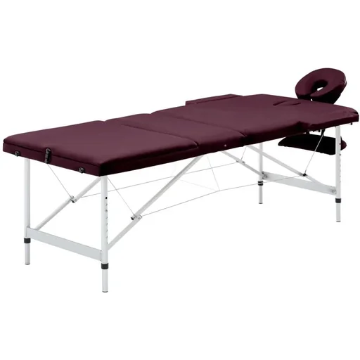 "Foldable massage table 3 zones aluminum purple image"