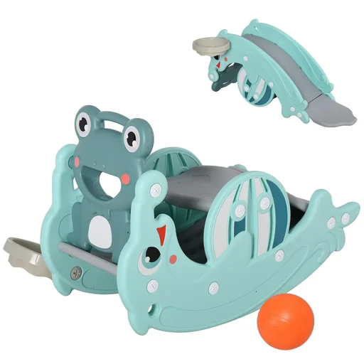 "3-in-1 children's rocking animal with basketball hoop image"