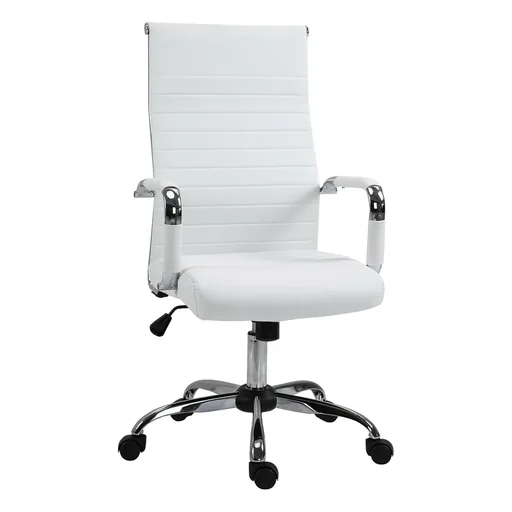 "Office chair gaming swivel chair executive chair rocking function height adjustable padded ergonomic PU leather foam white 54 image"