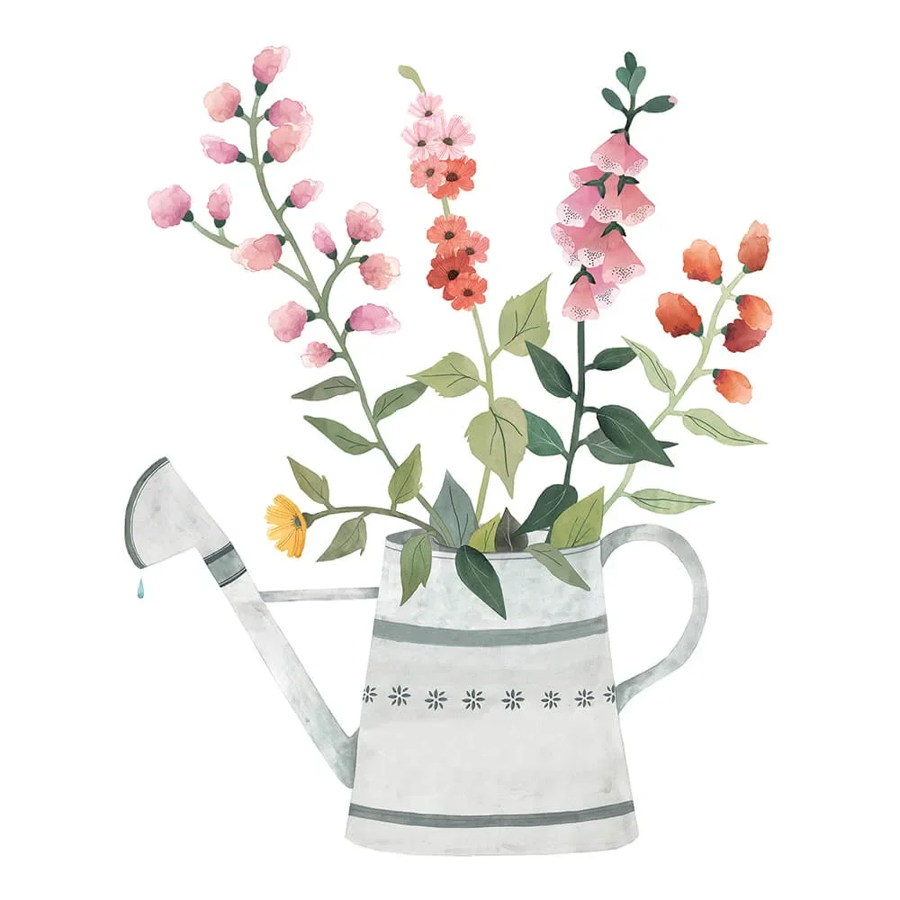 "Lilipinso muursticker gieter met bloemen gekleurd image"
