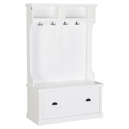 "Wardrobe with bench, white image"
