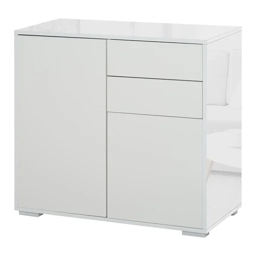 "Freestanding cupboard, storage cupboard, multi-purpose cupboard, filing cabinet, chest of drawers, 2 drawers, 2 doors, E1 chipboard, white, 79 x 36 image"