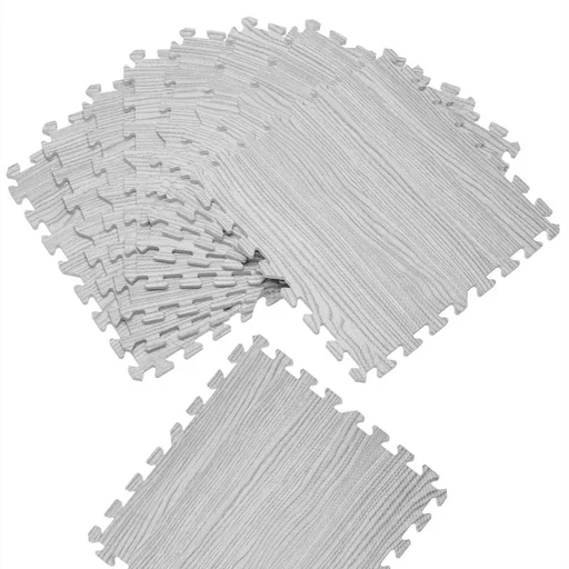 "Floor protection/puzzle mat 8 pieces - grey wood look 172x87x1cm image"
