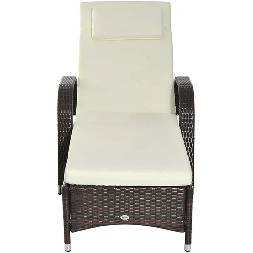 "Mobile garden lounger coffee brown rattan lounger polyrattan image"
