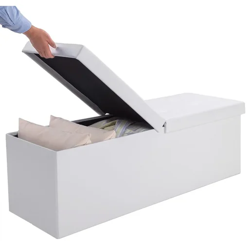 "Sofa / Storage Box / Footstool incl. Storage & Lid - White - 80 x 40 x 40 cm image"