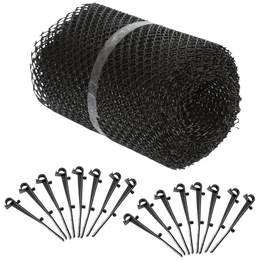 "Gutter protection grille with 16 fastening clips image"
