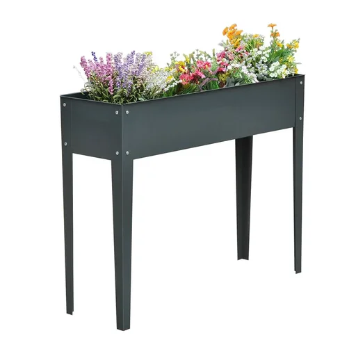 "Raised bed with drainage holes dark grey image"