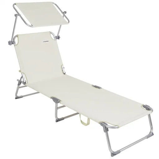 "Deck chair 'Ibiza' with sunroof aluminum cream 190 x 59 x 29cm image"