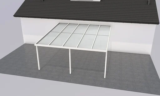 "Patio roof Premium, white, 5100 x 5060 mm - Acrylic multi-wall sheets 16 mm, clear image"