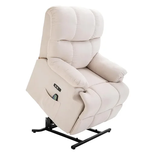 "Massage chair stand-up aid electric recliner with heat function adjustable angle USB remote control short plush image"