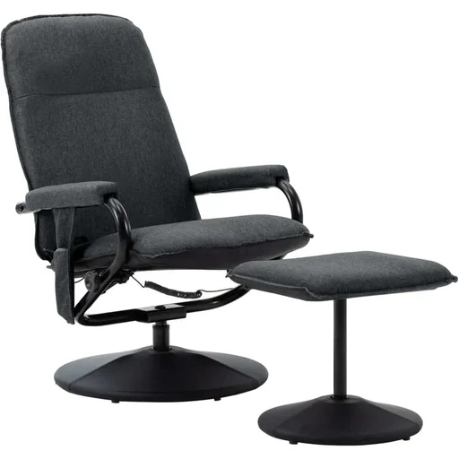 "Adjustable massage chair with footstool fabric dark grey image"