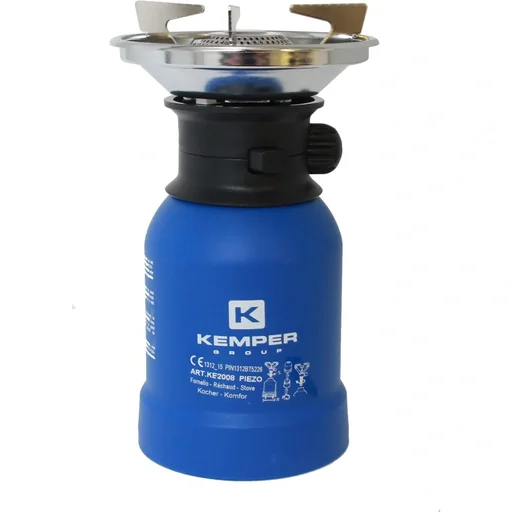 "Gas cooker with windscreen and piezo ignition 1200 Watt Blue image"