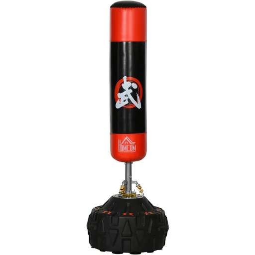 "Freestanding punching bag for adults with suction cup black+red image"