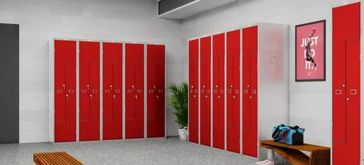 "Locker Z PLZ series - 2 doors with key locks, grey-red image"