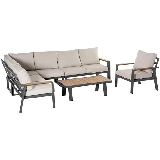"Lounge set - L-seater 6 people - cream/white image"