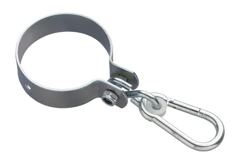"Swing hook galvanized Ø100 mm, thickness 3 mm with carabiner for round wood image"