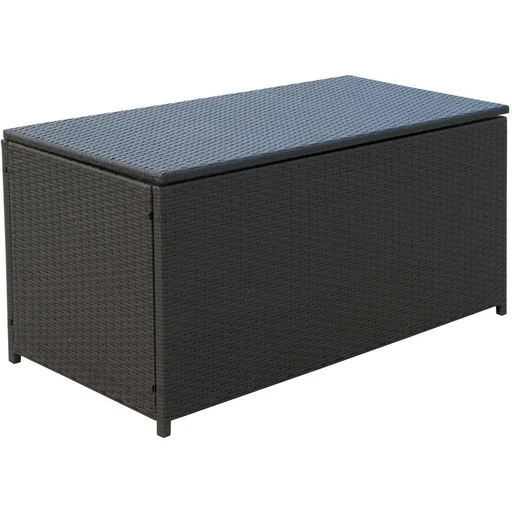 "Polyrattan cushion box garden box metal brown image"