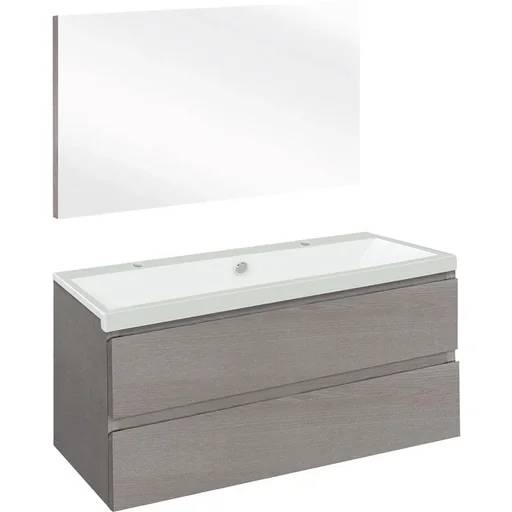 "Concept bathroom furniture with mirror 100cm - grey/white image"