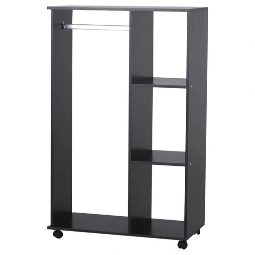 "Wardrobe open hallway cabinet, with clothes rails and wheels, for bedroom, E1 chipboard, aluminum, 80x40x12 image"