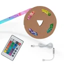 USB RGB LED flex strip, 5 m, 150 RGB LEDs, including remote control, color change, self-adhesive