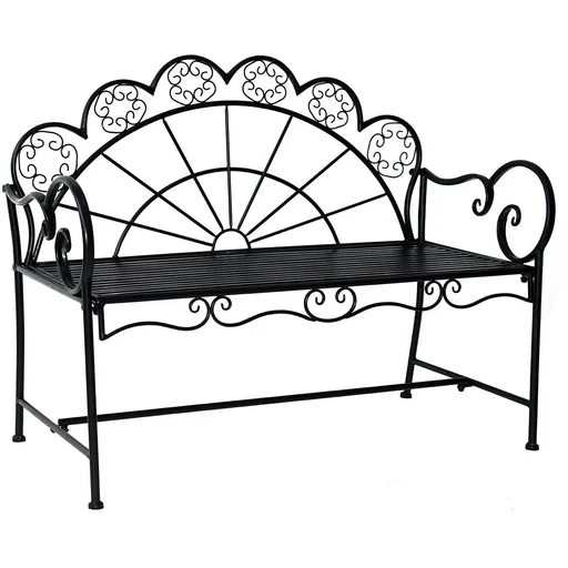 "Garden bench, garden furniture, 2-seater, metal, black image"
