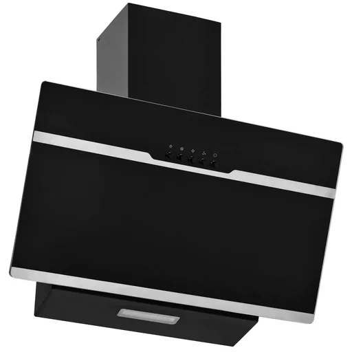 "Wall hood 60 cm made of stainless steel and tempered glass black image"