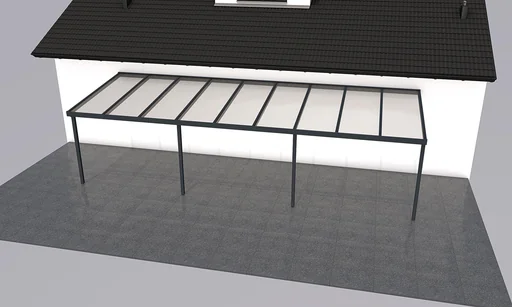 "Patio roof Premium, anthracite, 9135 x 3060 mm - Polycarbonate multi-wall sheets 16 mm, clear image"
