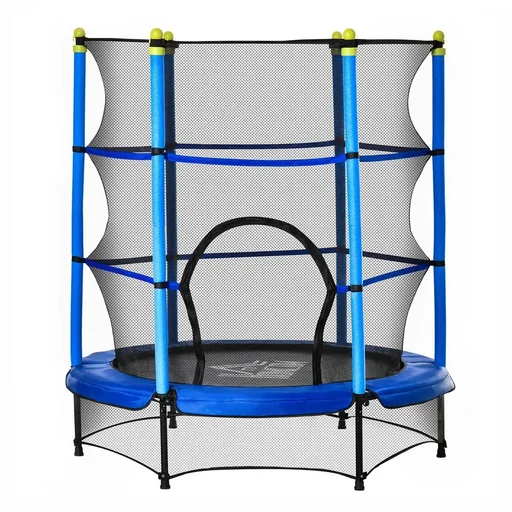 "Trampoline for children Ø140 cm fitness trampoline with safety net edge cover rubber rope padded indoor outdoor sp image"