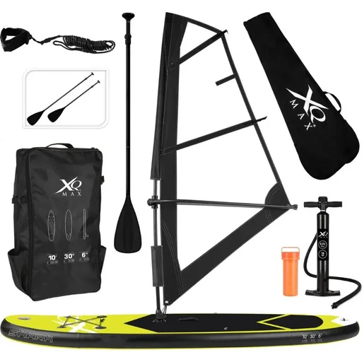 "Special Edition Windsurf/Sup Board Set WITH carry bag - 13 pieces - Yellow/Black - up to 150 kg - 305 cm - Inflatable image"