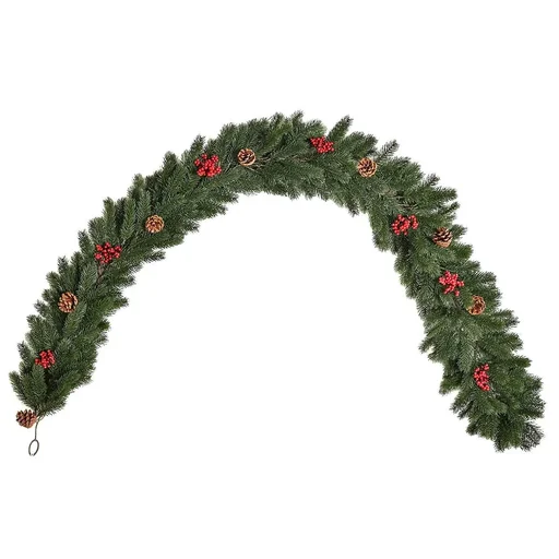 "1.9M artificial Christmas garland flower decoration with pine cones berries image"