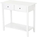 Side table with 2 drawers, solid white wood