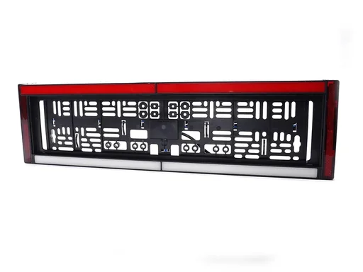 "License plate holder with reflector, license plate light, brake light and tail light image"