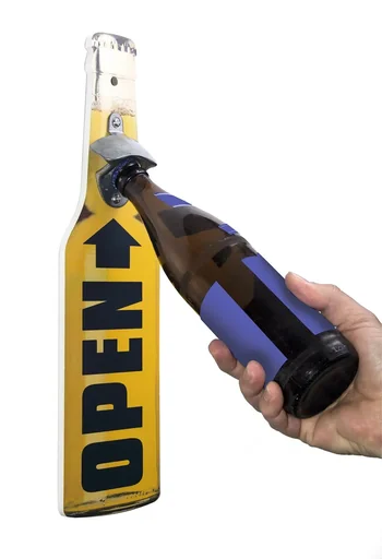 "Wall bottle opener, yellow image"