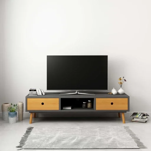 "TV cabinet 120x35x35 cm solid pine grey image"