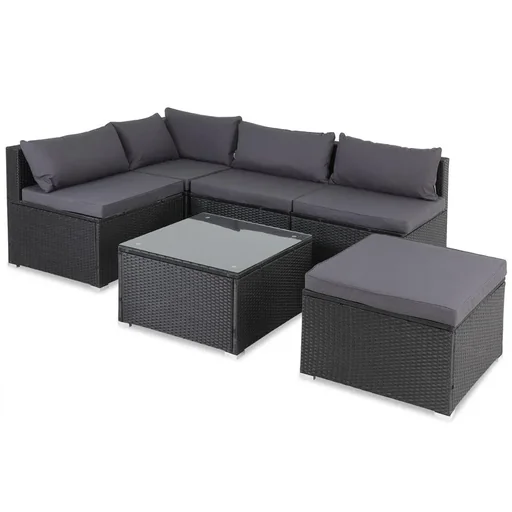 "Polyrotan lounge set 16-seater - black-anthracite image"