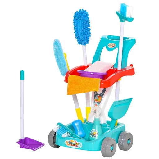 "Cleaning cart broom cart cleaning cart with accessories 22 pieces household toy for children from 3 to 6 years ABS PP plastic image"
