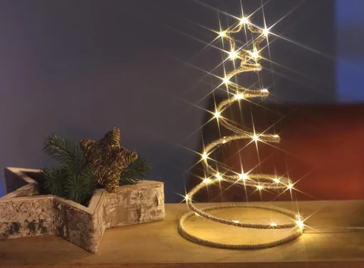 "LED spiral Christmas tree made of hemp rope image"