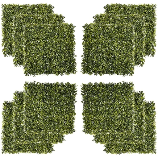 "12 pieces artificial plant wall hedge 50x50 cm UV protection privacy screen Milanese grass design hedge plant for garden Ou image"