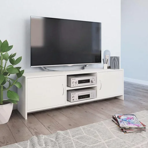 "TV cabinet 120x30x37.5 cm chipboard white image"