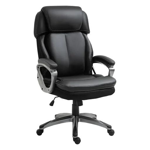 "Office chair computer chair with rocker function headrest ergonomic desk chair rotatable height adjustable artificial leather image"