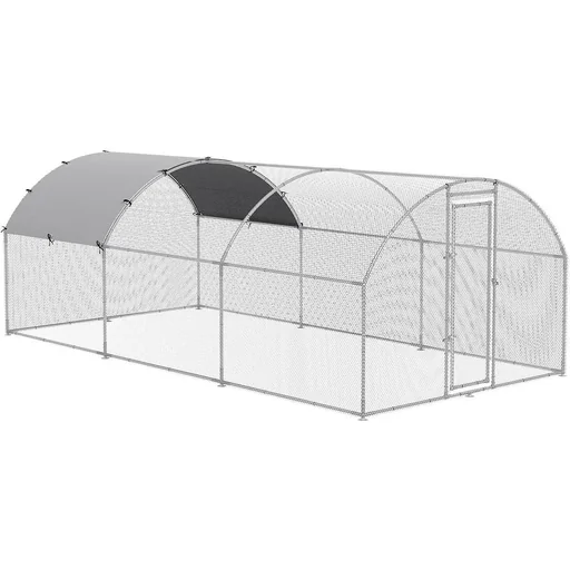 "XXL chicken coop - galvanized steel - with shading system - 280 x 570 x 197 cm image"