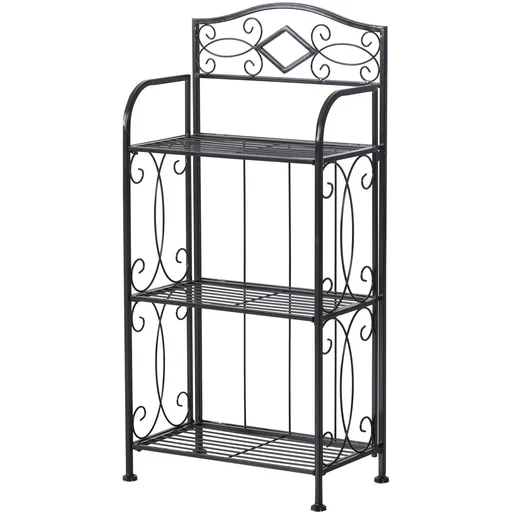 "Freestanding shelf, bookcase, storage shelf, plant shelf, shoe rack, foldable, metal, black, 48 x 28 x 101.5 cm image"