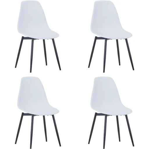 "Dining room chairs 4 pieces PP white image"