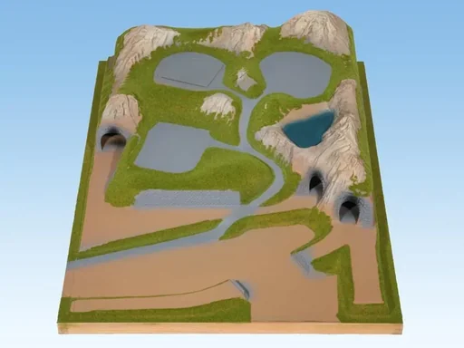 "Attachment right - 69 x 100 cm, approx. 21 cm high, N, Z gauge, colored and grassed, on wooden frame image"