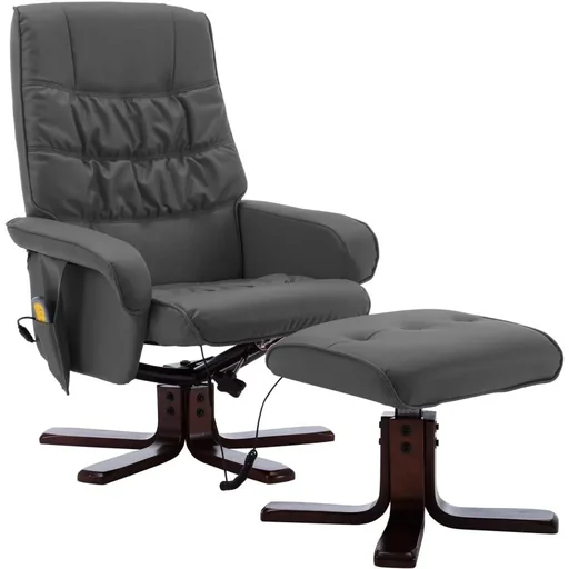 "Adjustable massage chair with footstool, faux leather, grey image"